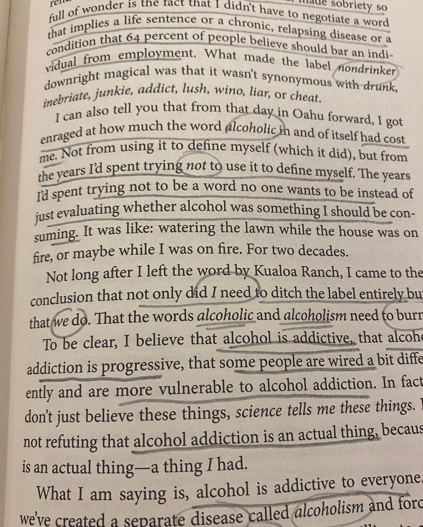 In Quit Like A Woman, author Holly Whitaker rejects the idea of being an alcoholic and the term alcoholism. The substance of alcohol itself is addictive and the label alcoholic places the blame on the person who has become addicted to an addictive substance.
