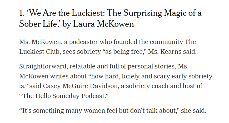 New-York-Times-We-Are-The-Luckiest- Laura- McKowen-Books-To-Help-You-Drink-Less-With-Casey-McGuire-Davidson-Hello-Someday-Sobriety-Coach