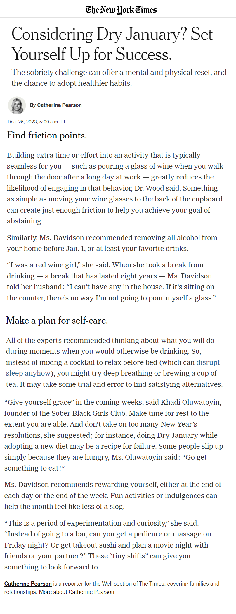 Dry January New York Times Success Tips From Sober Coach Casey Davidson - Hello Someday Coaching - Part 2